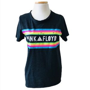 Chaser Pink Floyd Rainbow Stripe Neon Graphic Band T Shirt Gray Black Size S NWT
